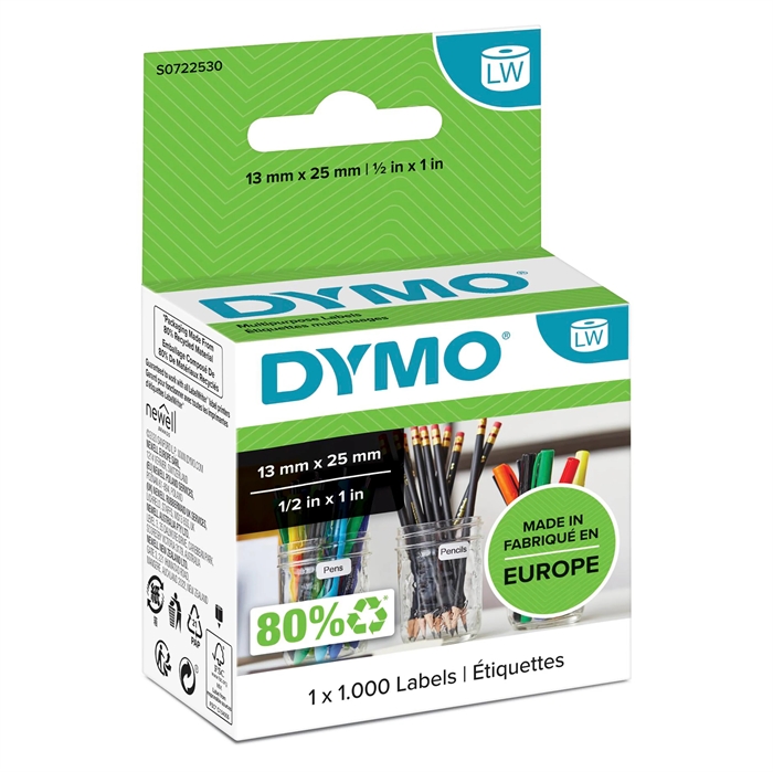 Dymo Label Multi 25 x 13 Double Remov White (100 kpl.