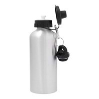 Aluminium Water Bottle 600 ml / 20oz - Silver With two tops