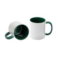 Sublimation Mug 11oz - inside & handle Dark Green Dishwasher & Microwave Safe