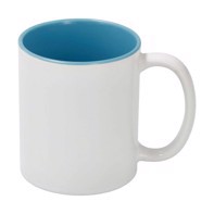 Sublimation Mug 11oz - inside Light Blue & handle White Dishwasher & Microwave Safe