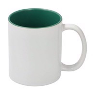 Sublimation Mug 11oz - inside Dark Green & handle White Dishwasher & Microwave Safe