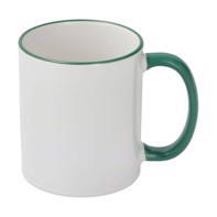 Sublimation Mug 11oz - Rim & handle Dark Green Dishwasher & Microwave Safe