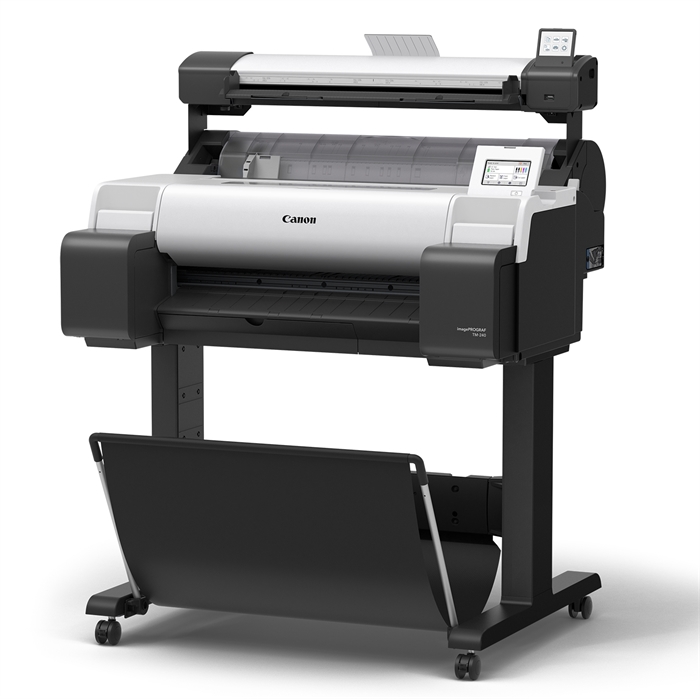 Canon IMAGEPROGRAF TM-240 telineellä ja skannerilla.