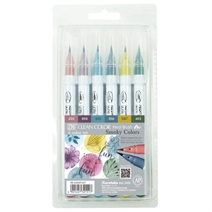 Zig Clean Color Brush -kynä 6 kpl savun värit