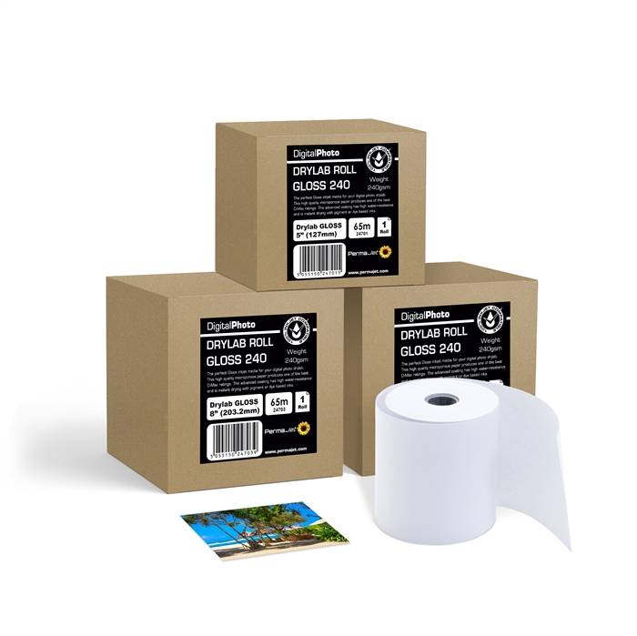 Permajet P70 Premium Gloss Drylab -rulla 240 g/m² - 5\'\' (12,7 cm) x 65 metriä
