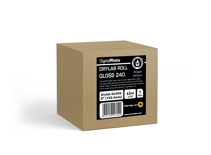 Permajet P70 Premium Gloss Drylab Rulla 240 g/m² - 6\'\' (15,2 cm) x 65 metriä